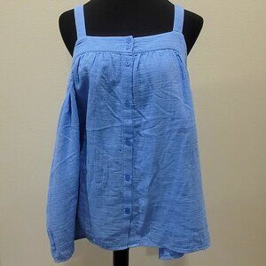 Calson XL Gauze Blue Sleeveless Top